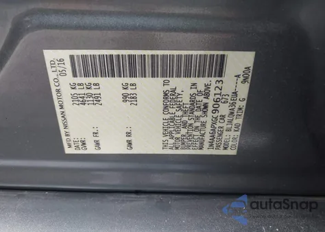 2016 Nissan Maxima 3.5 S z USA, uszkodzony, nr VIN 1N4AA6APXGC906123